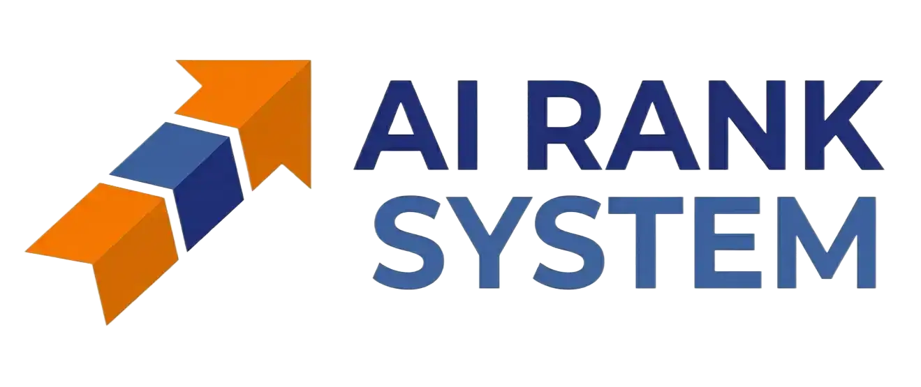 AI Rank System logo with upward arrows and bold text.