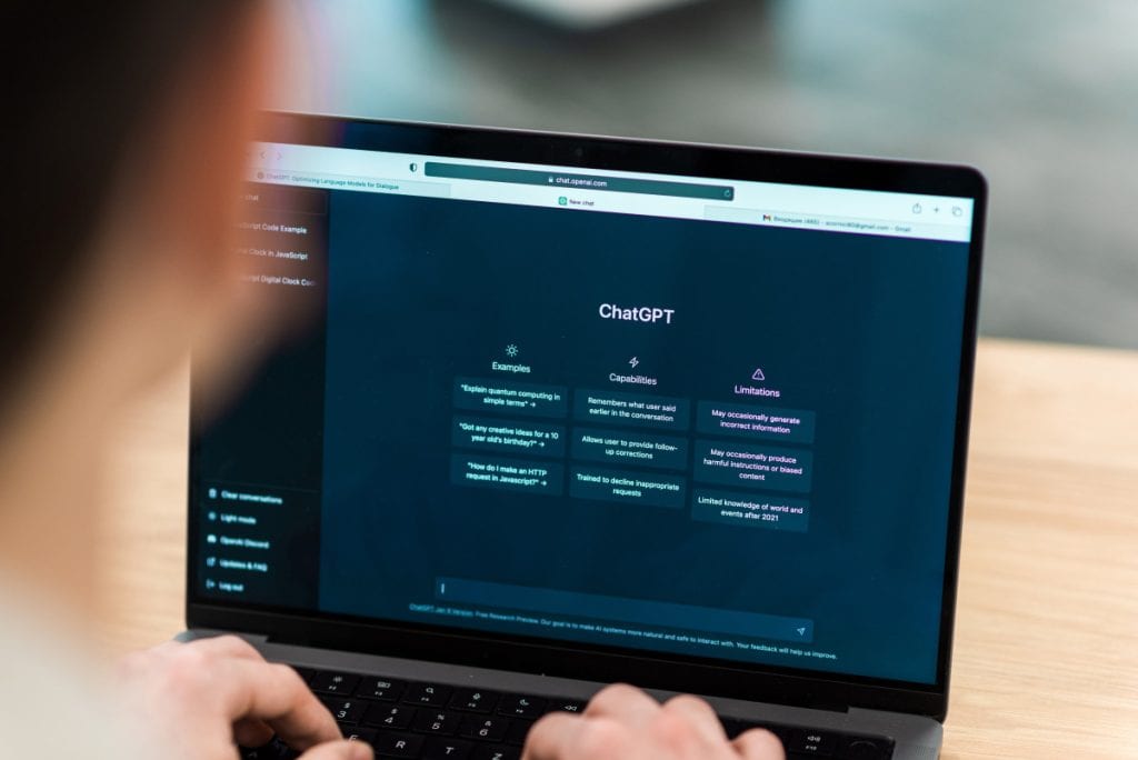 AI chat interface open on laptop screen